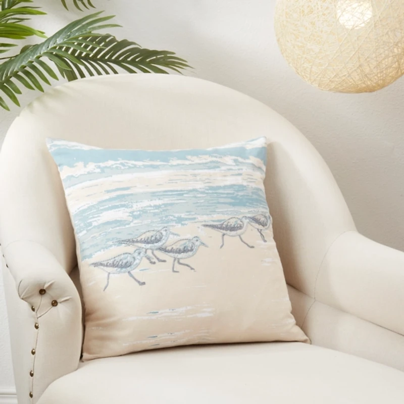 Seaside Sand Pipers Throw Pillow