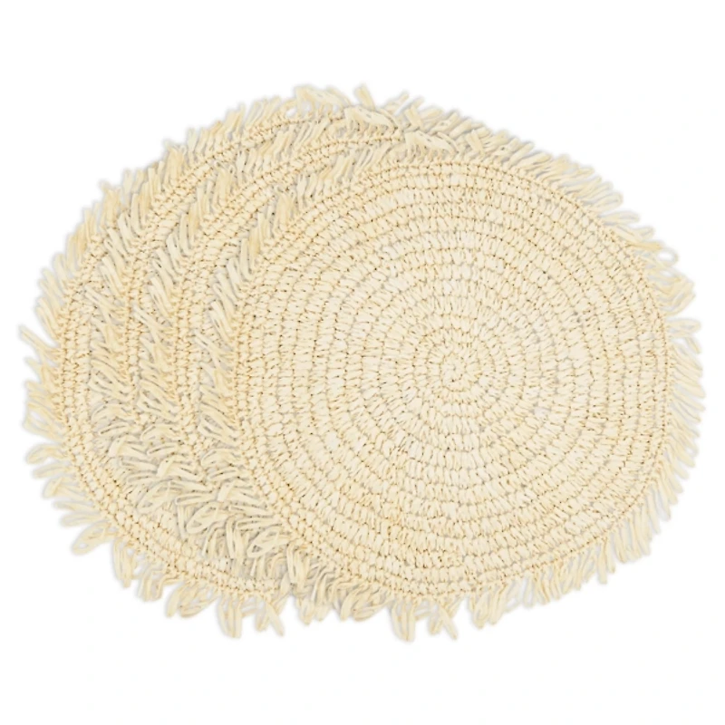 Cream Rustic Raffia Placemats, Set of 4