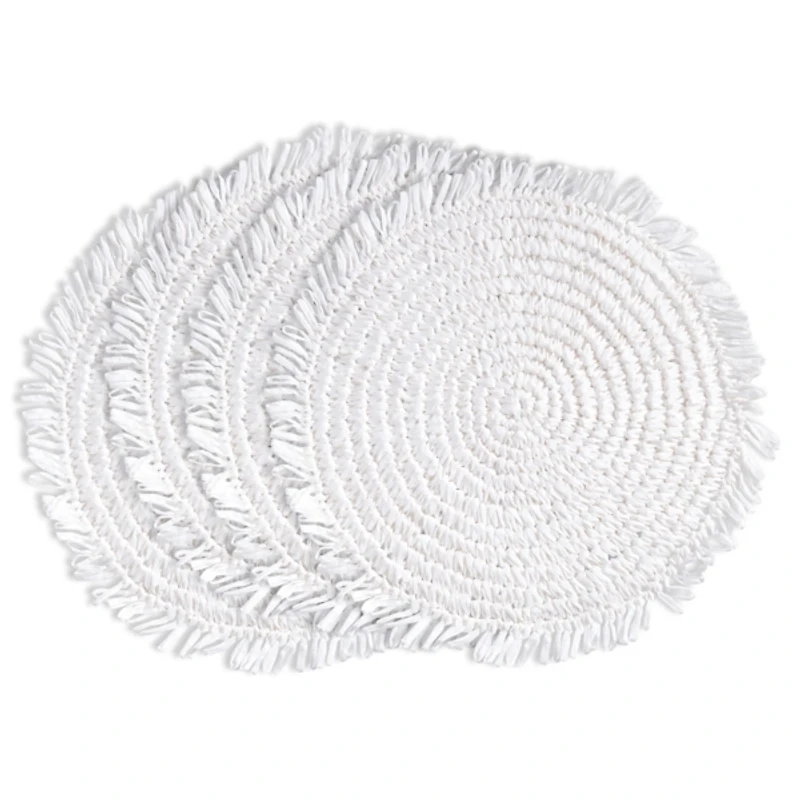 White Rustic Raffia Placemats, Set of 4