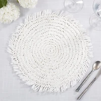 White Rustic Raffia Placemats, Set of 4