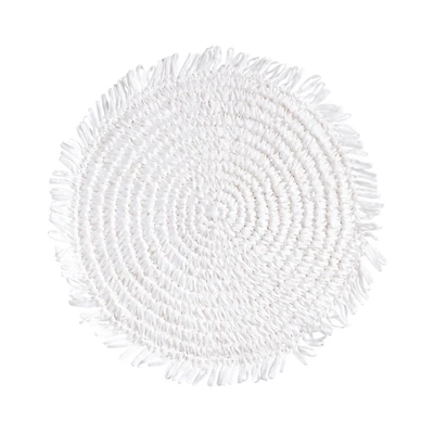 White Rustic Raffia Placemats, Set of 4