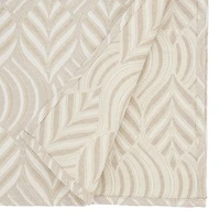 Beige Jacquard Leaf Tablecloth, 104 in.