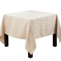 Beige Jacquard Leaf Tablecloth, 72 in.