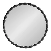 Black Metal Scalloped Round Wall Mirror