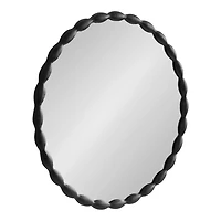 Black Metal Scalloped Round Wall Mirror