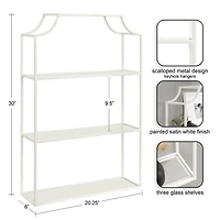 White Metal Scalloped 3-Tier Glass Wall Shelf