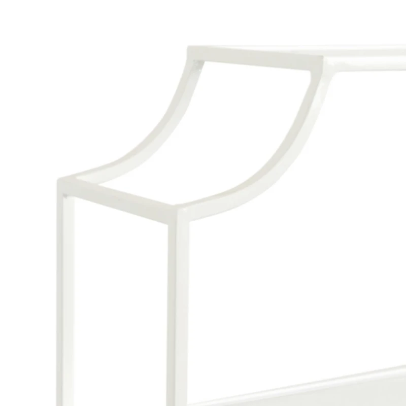 White Metal Scalloped 3-Tier Glass Wall Shelf