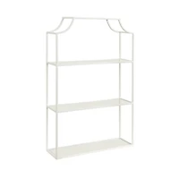 White Metal Scalloped 3-Tier Glass Wall Shelf