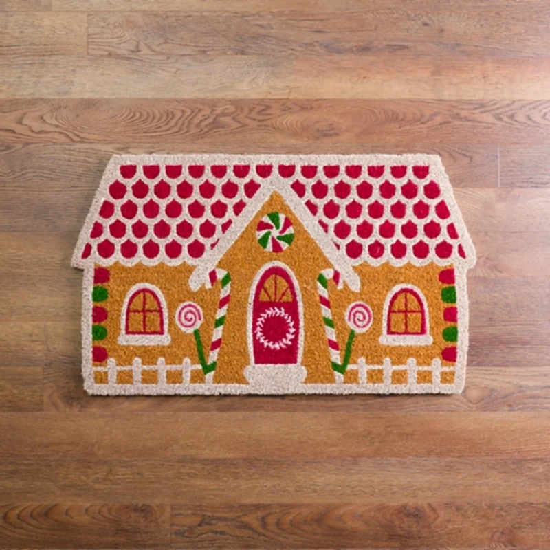 Gingerbread House Shaped Doormat