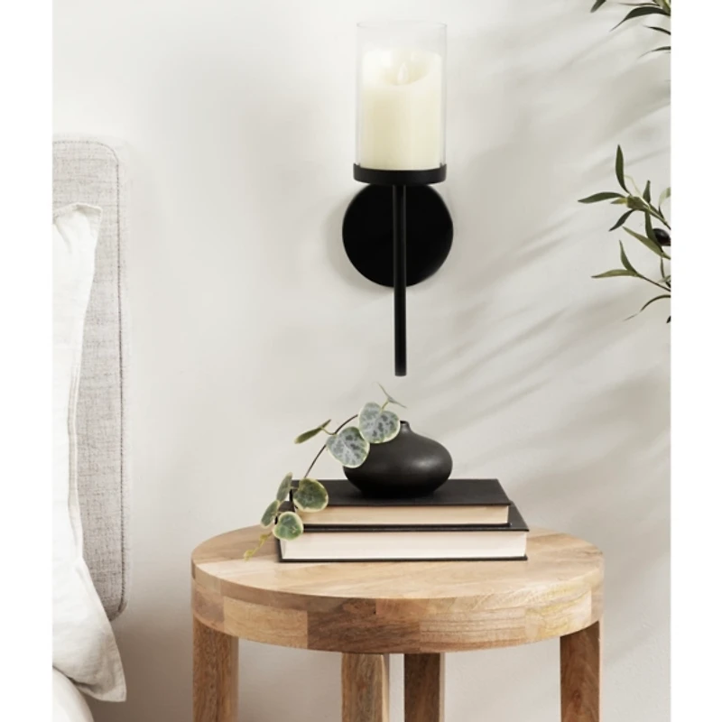 Black Metal Modern Torch Wall Sconce