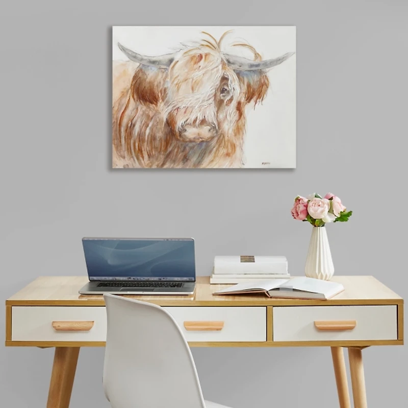 Windswept Highland Bull Canvas Art Print