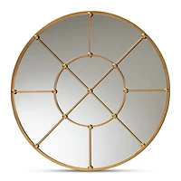 Gold Metal Round Geometric Pane Wall Mirror