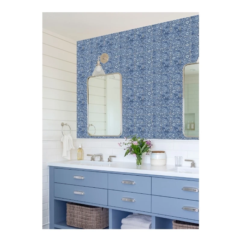 Blue Provincial Tiles Peel & Stick Wallpaper