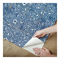 Blue Provincial Tiles Peel & Stick Wallpaper