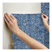 Blue Provincial Tiles Peel & Stick Wallpaper