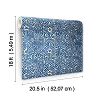 Blue Provincial Tiles Peel & Stick Wallpaper