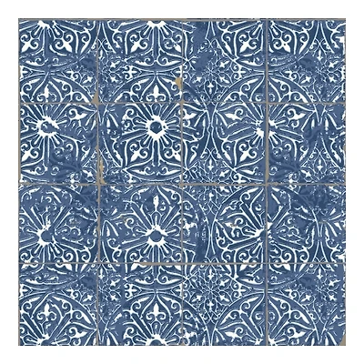 Blue Provincial Tiles Peel & Stick Wallpaper