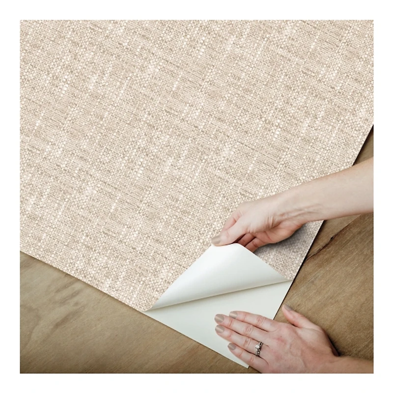 Tan Textured Poplin Peel & Stick Wallpaper