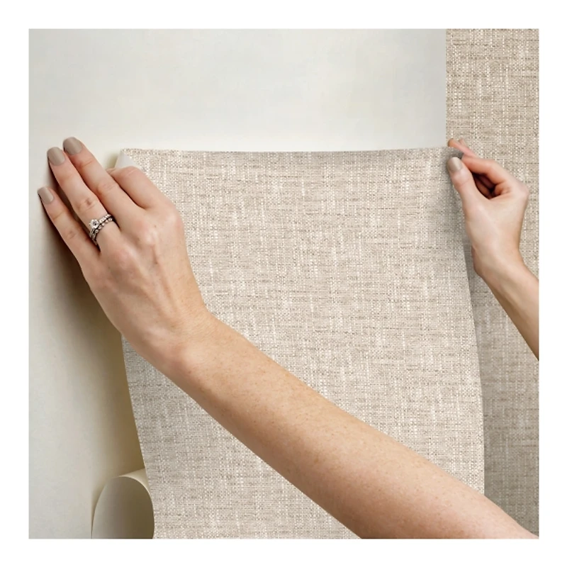 Tan Textured Poplin Peel & Stick Wallpaper