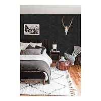 Black Textured Grassweave Peel & Stick Wallpaper