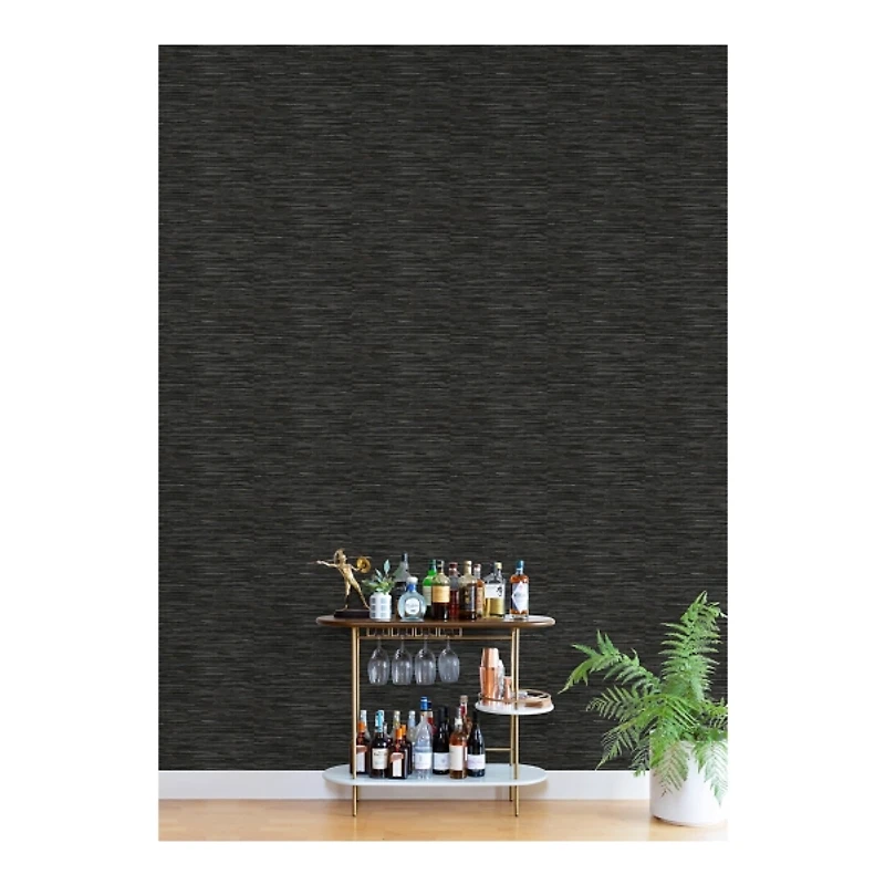 Black Textured Grassweave Peel & Stick Wallpaper