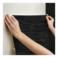 Black Textured Grassweave Peel & Stick Wallpaper