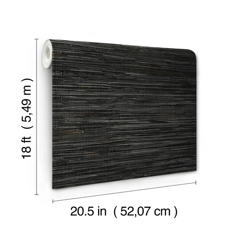 Black Textured Grassweave Peel & Stick Wallpaper