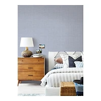 Blue Textured Faux Fabric Peel & Stick Wallpaper