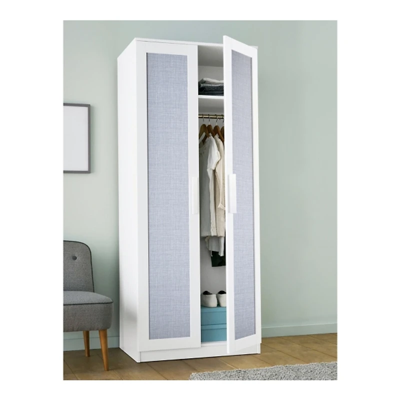 Blue Textured Faux Fabric Peel & Stick Wallpaper