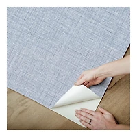 Blue Textured Faux Fabric Peel & Stick Wallpaper
