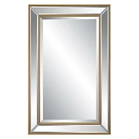 Gold Beaded Double Frame Beveled Wall Mirror