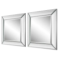 Frameless Beveled Square Mirrors, Set of 2