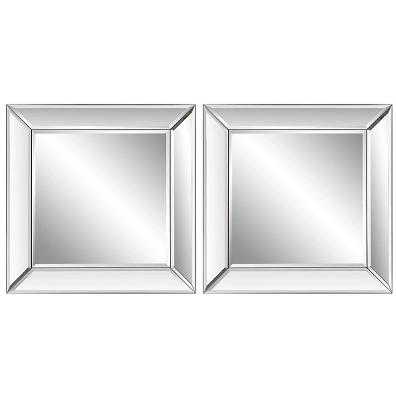 Frameless Beveled Square Mirrors, Set of 2