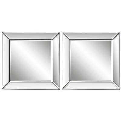 Frameless Beveled Square Mirrors, Set of 2