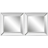 Frameless Beveled Square Mirrors, Set of 2