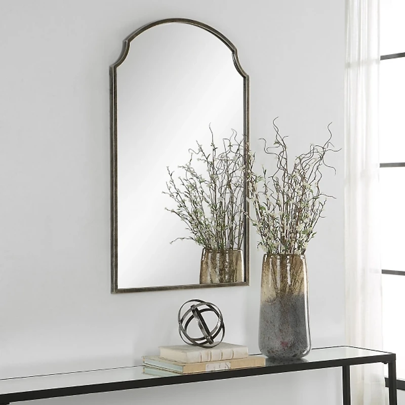 Dark Bronze Arched Scallop Edge Wall Mirror