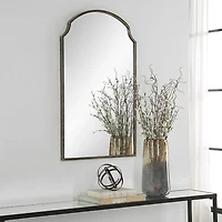 Dark Bronze Arched Scallop Edge Wall Mirror