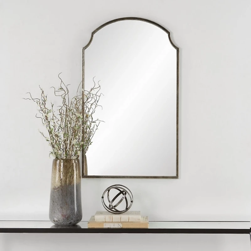 Dark Bronze Arched Scallop Edge Wall Mirror