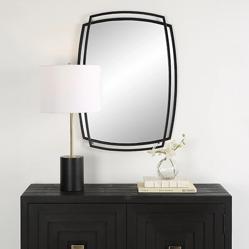 Black Curved Overlapping Wall Mirror