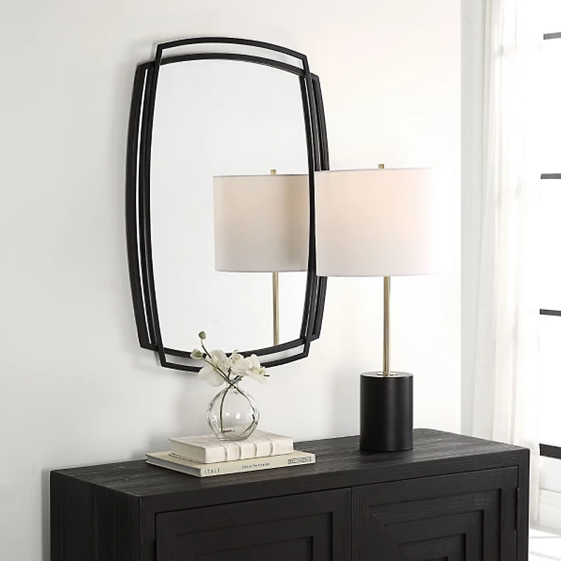 Black Curved Overlapping Wall Mirror