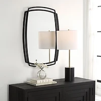 Black Curved Overlapping Wall Mirror