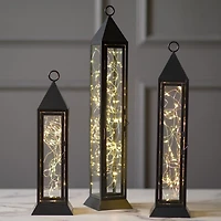 Pre-Lit Black Metal Twinkle Lights Lantern