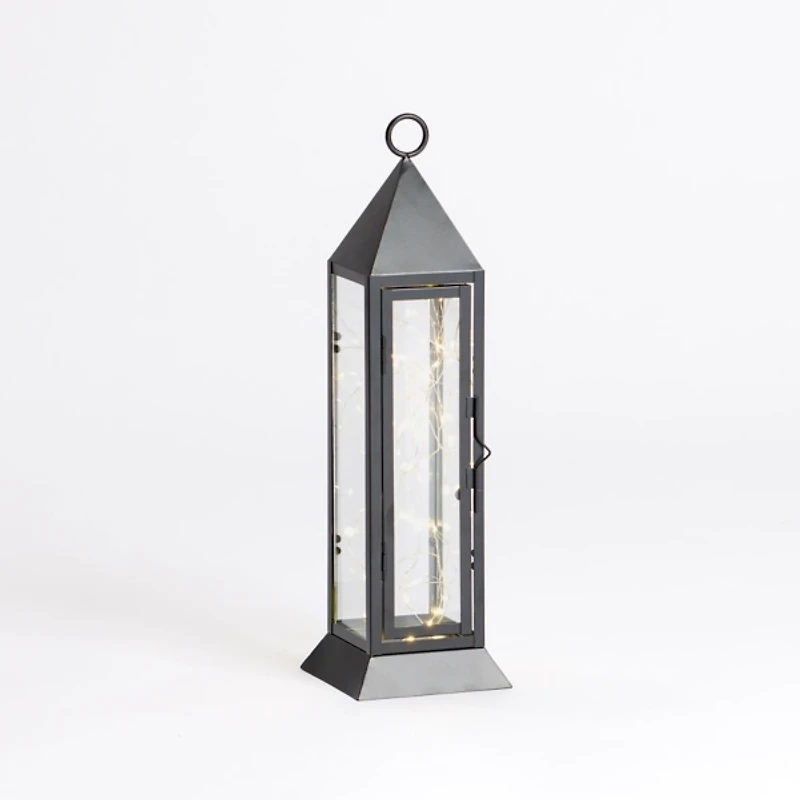 Pre-Lit Black Metal Twinkle Lights Lantern