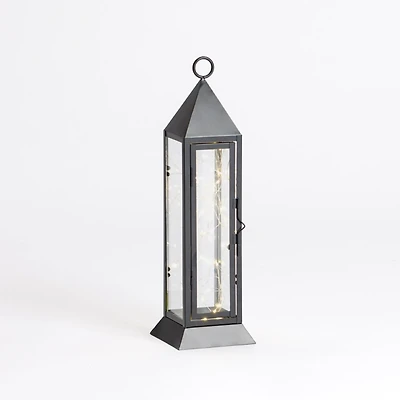 Pre-Lit Black Metal Twinkle Lights Lantern