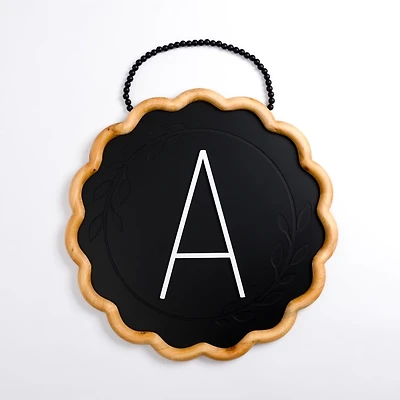 Black Scalloped Monogram A Wall Plaque