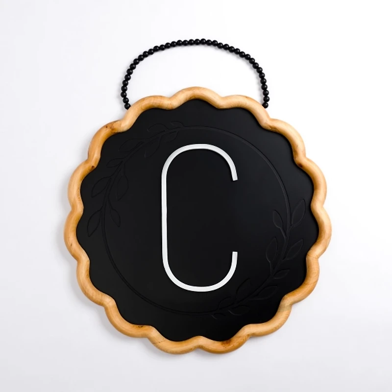 Black Scalloped Monogram C Wall Plaque