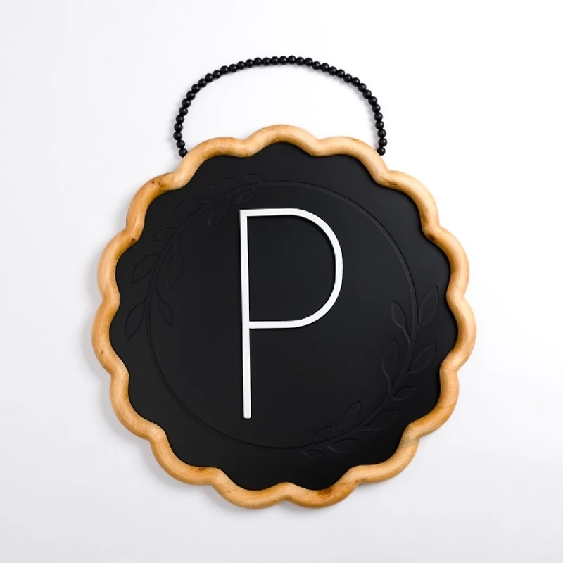 Black Scalloped Monogram P Wall Plaque