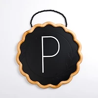 Black Scalloped Monogram P Wall Plaque