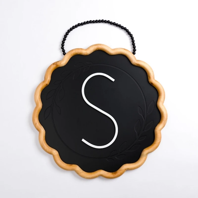 Black Scalloped Monogram S Wall Plaque