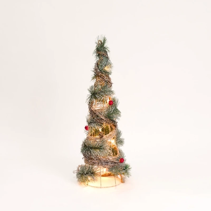 Pre-Lit Frosted Rattan Christmas Tree, 24 in.